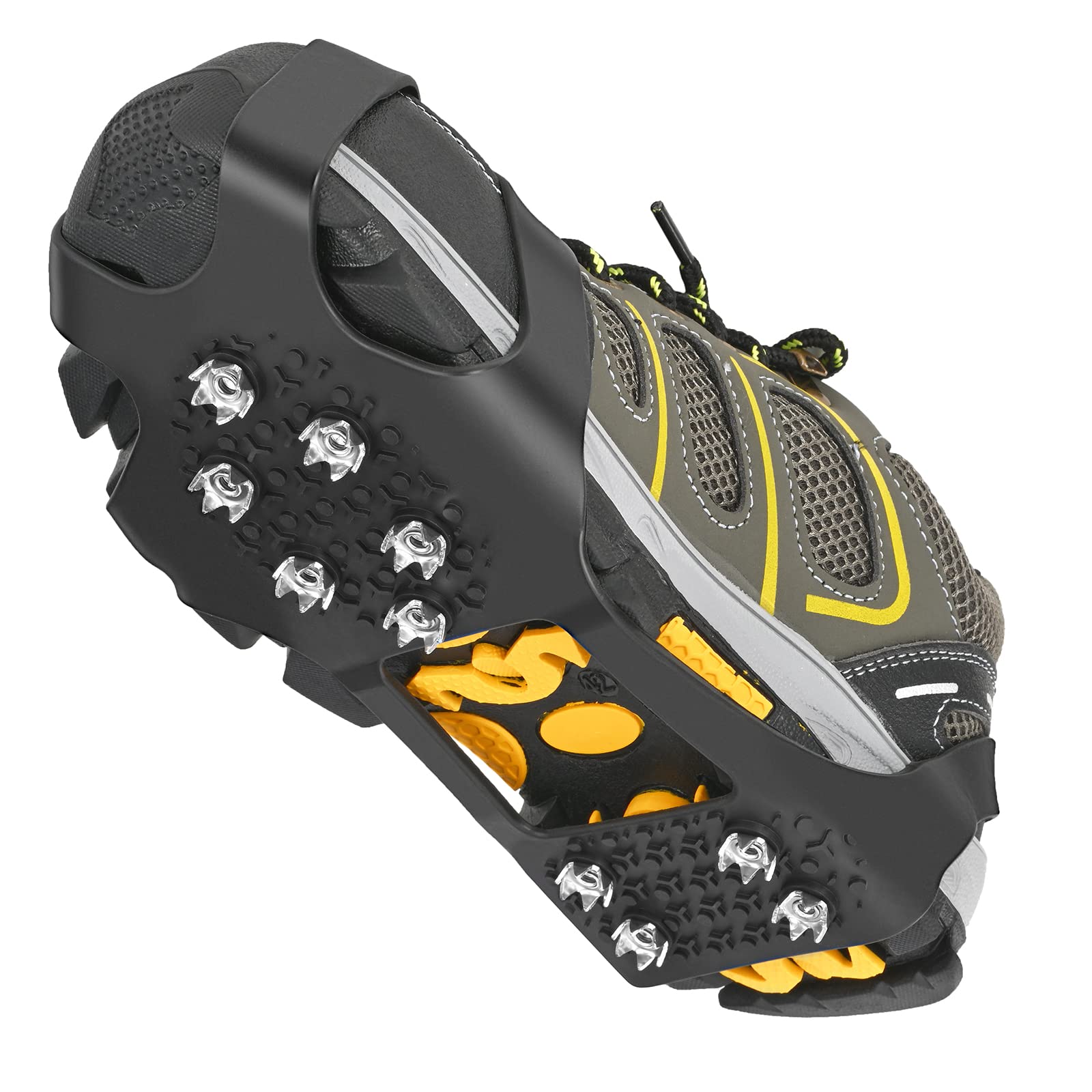 Grectek GT10 Cleats, Light Weight Snow Studs Grips Crampons Anti-Slip Protection for Winter Hiking Fishing Walking (M)