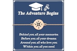 GBTBYS Graduation Gifts for Her, 2025 The Adventure Begins, Graduate Compass Bracelet College High School Inspirational Gifts for Her