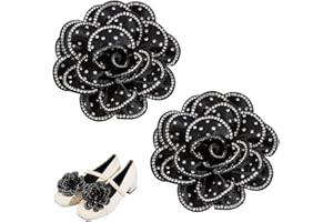 CRAFTYMELODY 2Pcs Shoe Clips for Women 3D Rhinestone Rose Shoe Clips Black Decorative Flower Shoes Buckle Accessories for Wom