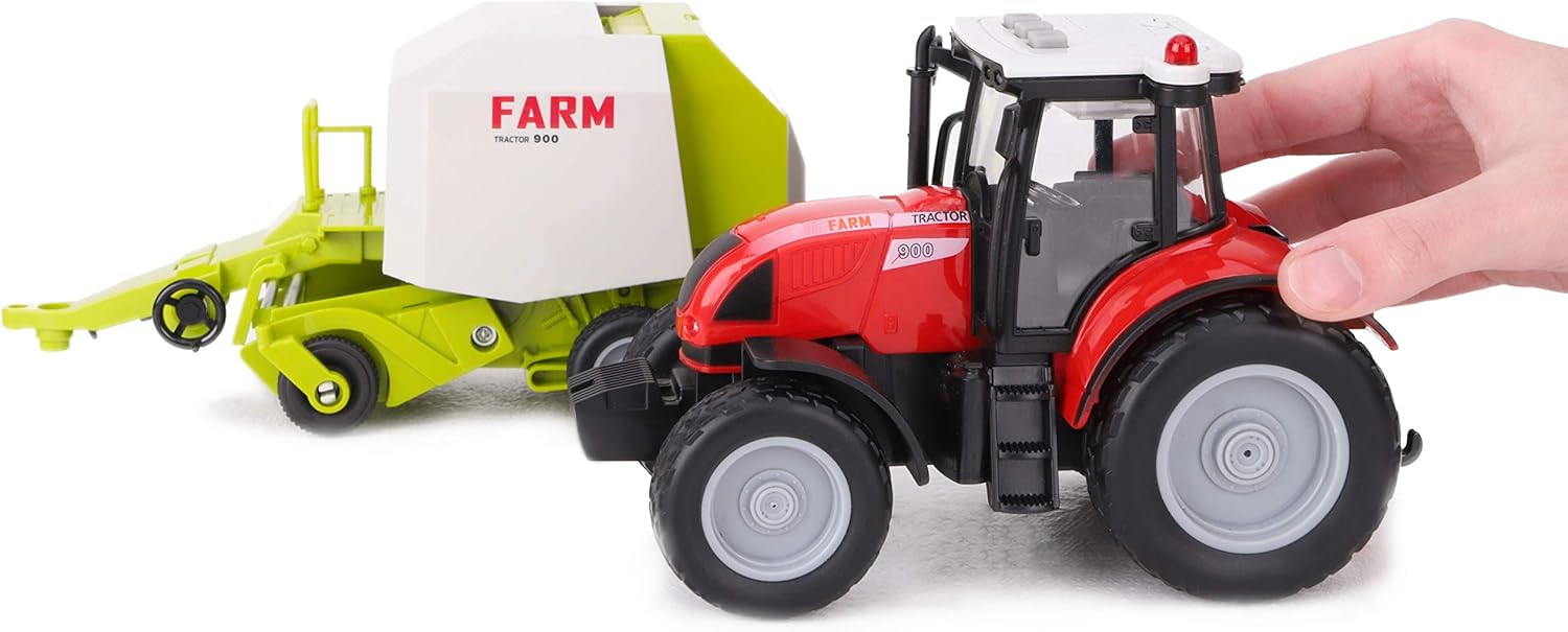 Toyland® 37cm Red Tractor & Trailer With Lights & Sound - Kids Farm Toys (Tractor & Baler), Approximately 37cm - Image 3