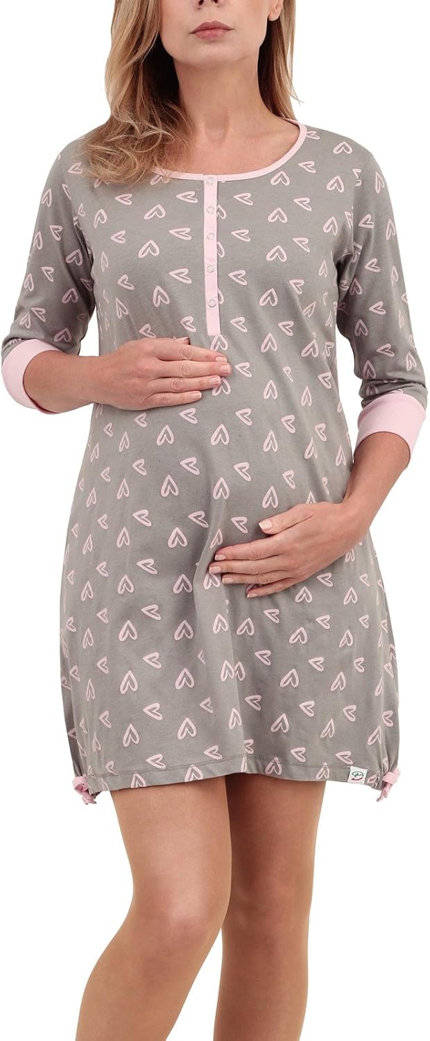 Mija 2in1 Stillnachthemd & Umstandsnachthemd - Bequem Für Schwangerschaft & Stillzeit