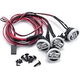 Que-T Metal RC Round LED Light with Cover for TRX-4 Axial SCX10 Tamiya CC01 D90 TF2 1: 10 Crawer Car (4pcs)