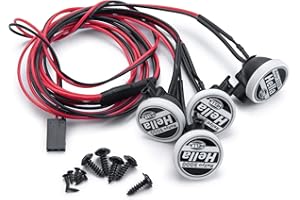 Que-T Metal RC Round LED Light with Cover for TRX-4 Axial SCX10 Tamiya CC01 D90 TF2 1: 10 Crawer Car (4pcs)