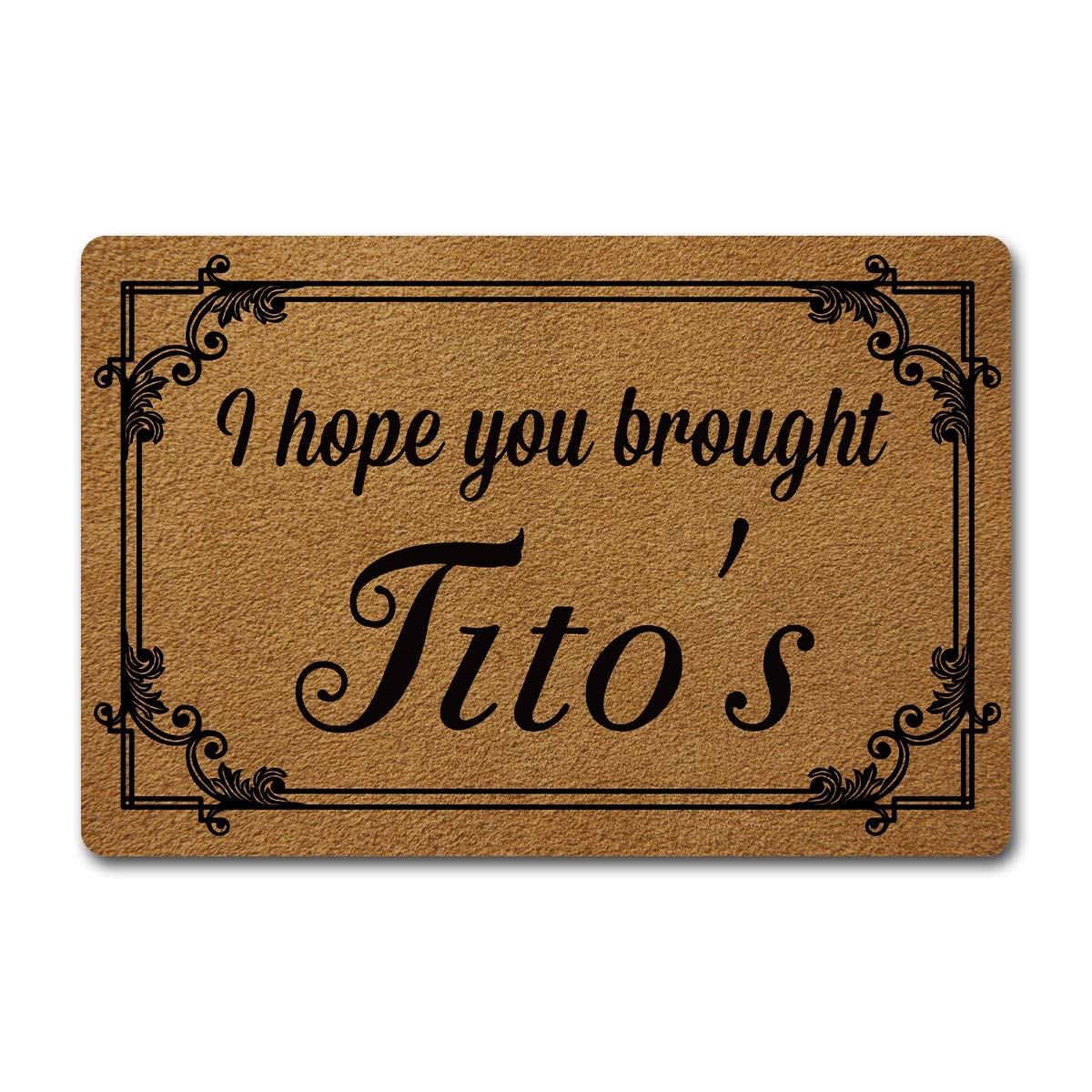 Photo 1 of Welcome Door Mats for Home Decor (23.6 x 15.7 inch) Funny Mats with Anti-Slip Rubber Back Kitchen Rugs Personalized Doormat for Entrance Way (I Hope You Brought Tito's)