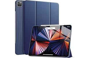 Soke New iPad Pro 12.9 Case 2022 2021(6th 5th Generation) - [Slim Trifold Stand + 2nd Gen Apple Pencil Charging + Auto Wake/Sleep],Protective Hard PC Back Cover for iPad Pro 12.9 inch(Navy)