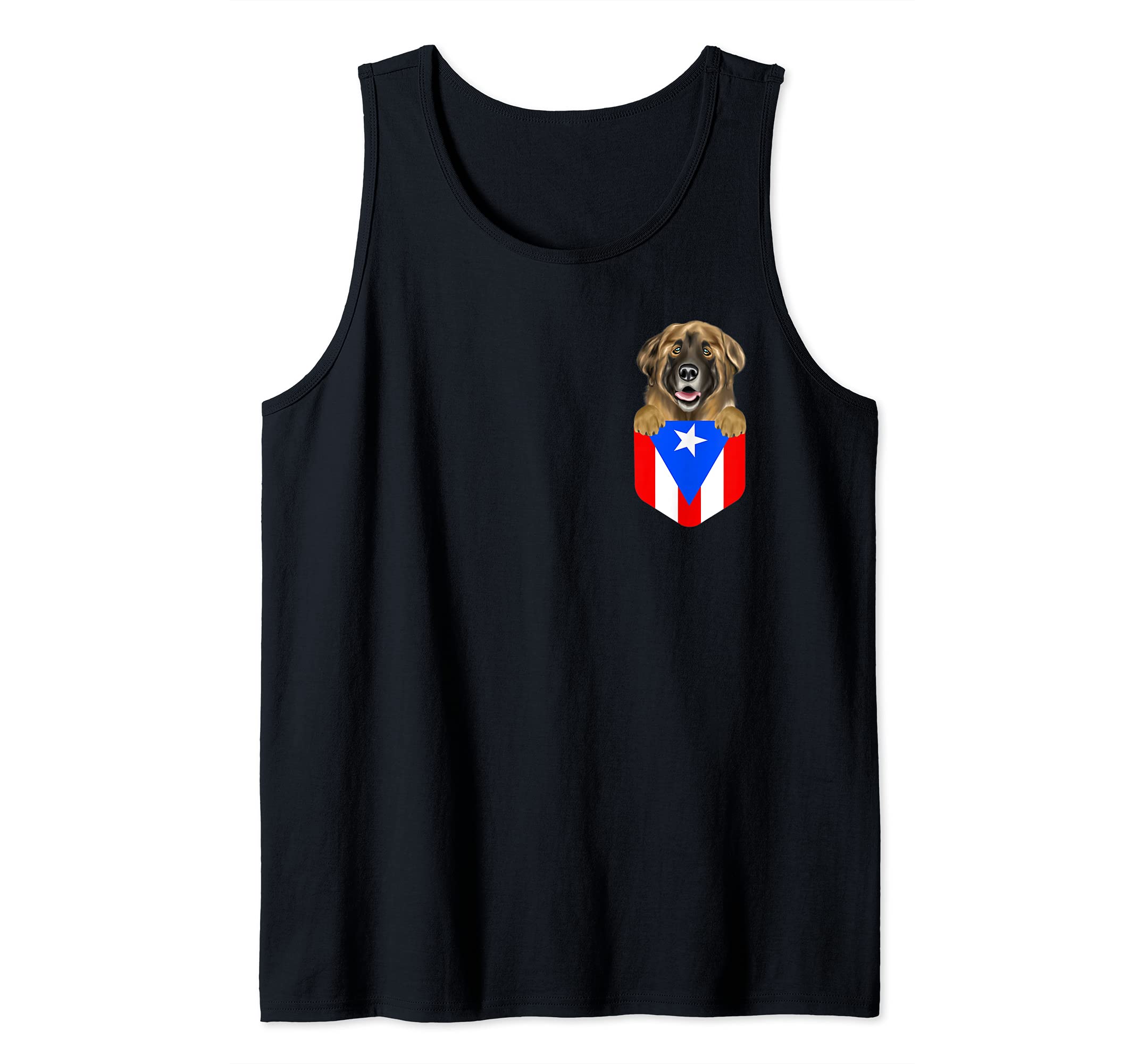 Puerto Rico Flag Leonberger Dog In Pocket Tank Top