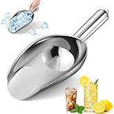 OLESBUR 12oz Stainless Steel Ice Scoop for Freezer &ndash; Dishwasher Safe Metal Scooper with Long Handle for Ice Machines, Buckets, Dog Food, Flour, and Canisters &ndash; Ideal for Bar, Parties &amp; Weddings