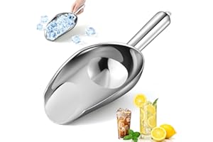 OLESBUR 12oz Stainless Steel Ice Scoop for Freezer – Dishwasher Safe Metal Scooper with Long Handle for Ice Machines, Buckets, Dog Food, Flour, and Canisters – Ideal for Bar, Parties & Weddings