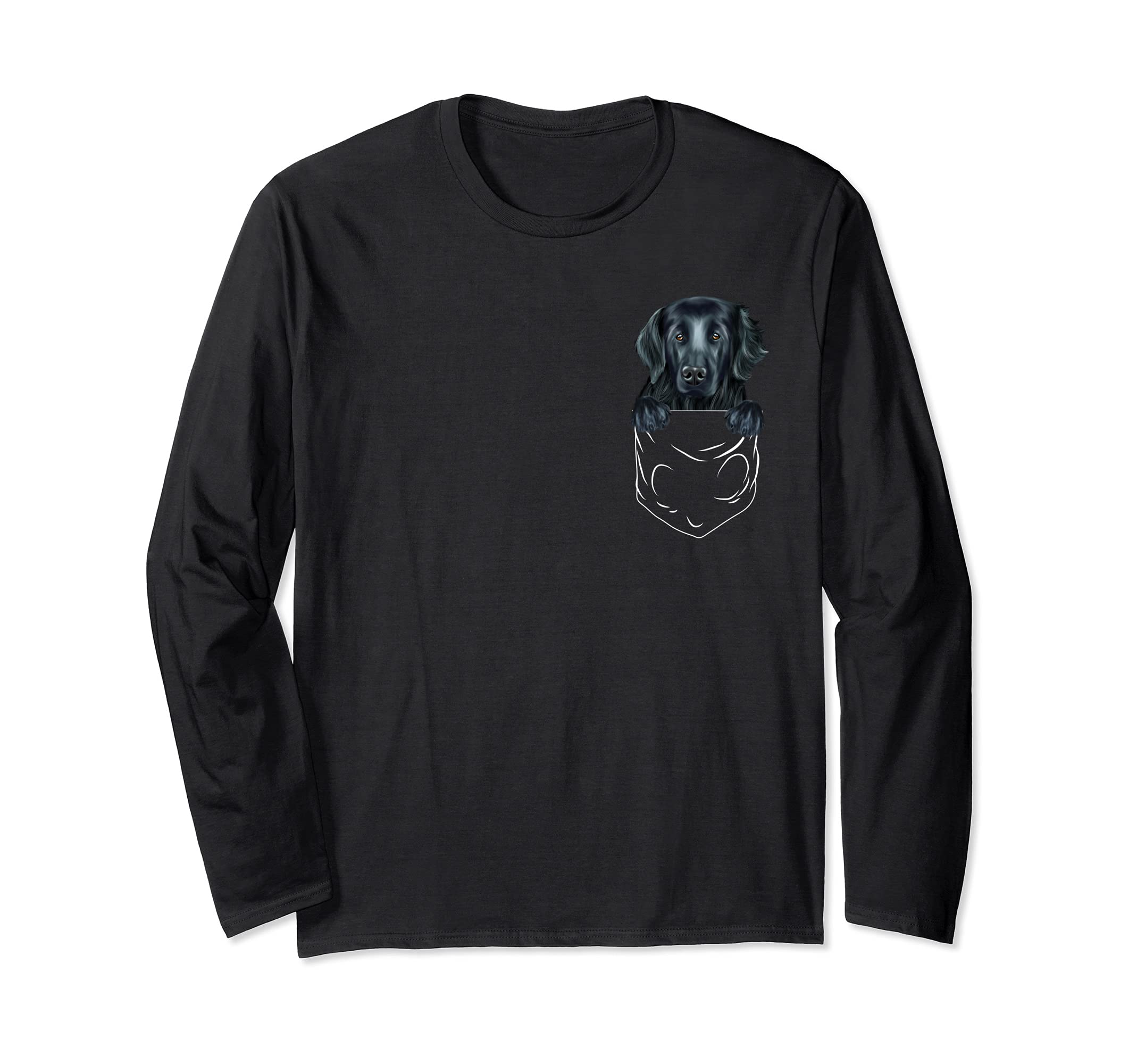 Dog In Pocket Flat-Coated Retriever Funny Dog Lover Long Sleeve T-Shirt