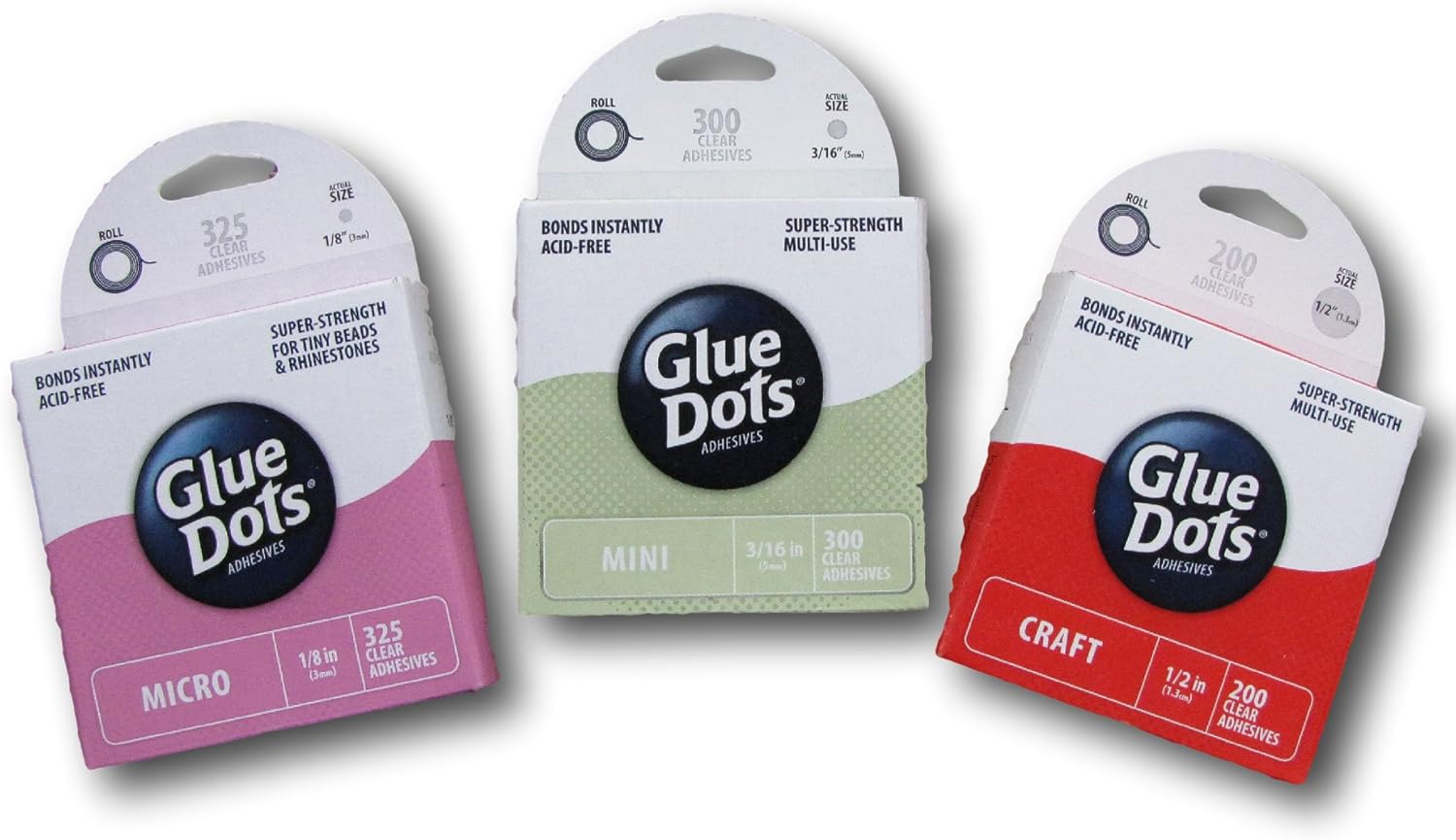 Glue Dots Variety Bundle - Set of 3 - Craft, Micro & Mini