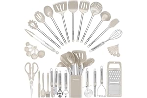 Kitchen Utensil Set-Silicone Cooking Utensils-33 Kitchen Gadgets & Spoons for Nonstick Cookware-Silicone and Stainless Steel 