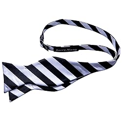 YOHOWA Mens Self Tie Bow Ties Black White Striped