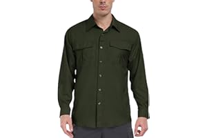 MoFiz Men's UPF 50+ Fishing Shirts Long Sleeve Sun Protection Cargo Shirts Waterproof Quick Dry Pockets