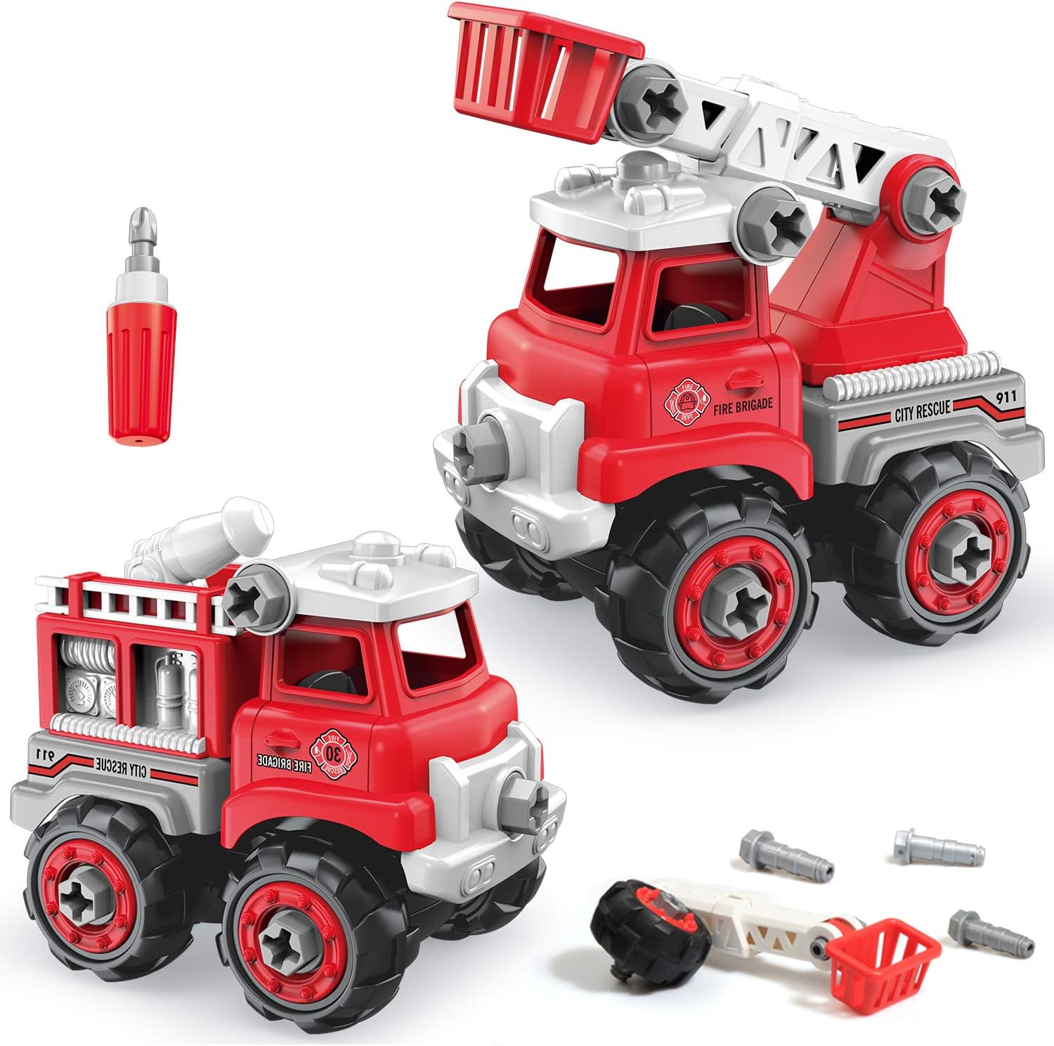 Take Apart Fire Truck Toys with Drill for Boys Kids Fire