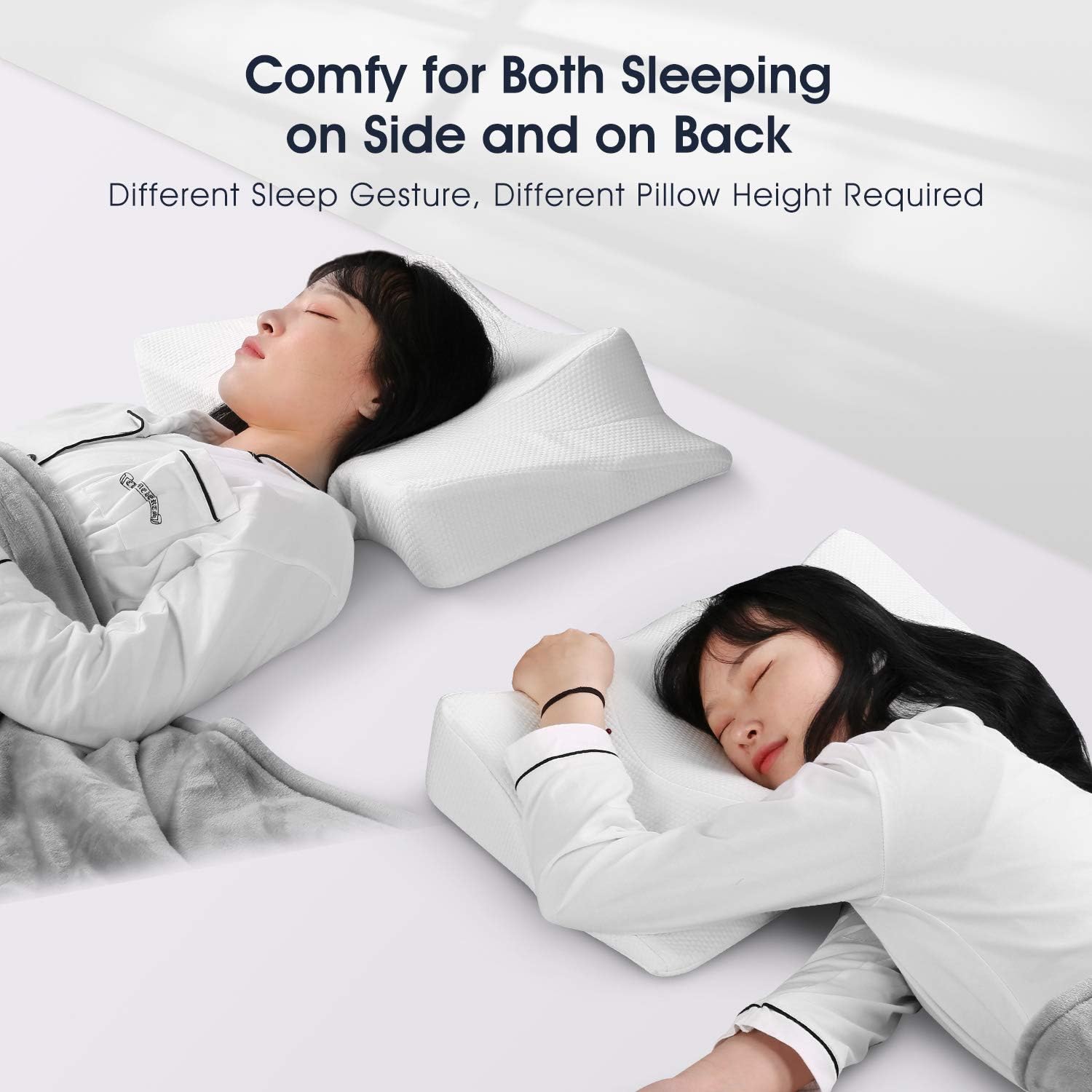 MARNUR Neck Pillow for Sleeping, Cervical Support Orthopedic Contour Memory Foam Pillow for Neck and Shoulder Pain Relief Sleeping, Suit for Sleeper on Side and Back, with Washable Pillow Case Cover: Home & Kitchen