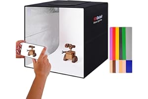 ClocTeck Photo Studio Light Box,16'' x 16'' Photo Shooting Tent kit, 160pcs LED, 3 Color Temperatures Adjustable with CRI >90, 6 Photo Backdrops- Sided Color Backgrounds for Small Size Products