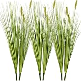 Melorca&Guilla Artificial Plants 6PCS 27“ Fake Tall Onion Grass Faux Plant,Artificial Grass Greenery Shrubs Bushes for Garden Porch Window Box Shop Office Home Décor