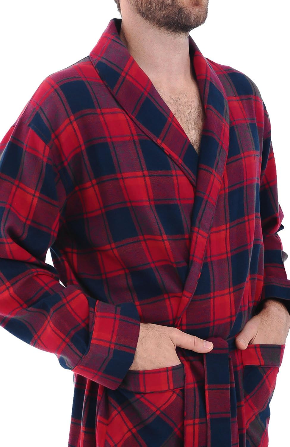 Alexander Del Rossa Men's Lightweight Flannel Robe, Soft Cotton Kimono at  Men’s Clothing store