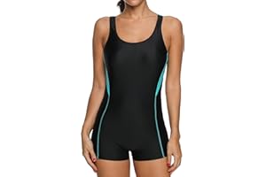 CharmLeaks Womens Boyleg Racerback One Piece Swimsuit Athletic Full Coverage Swimwear Lap Swimming Suit