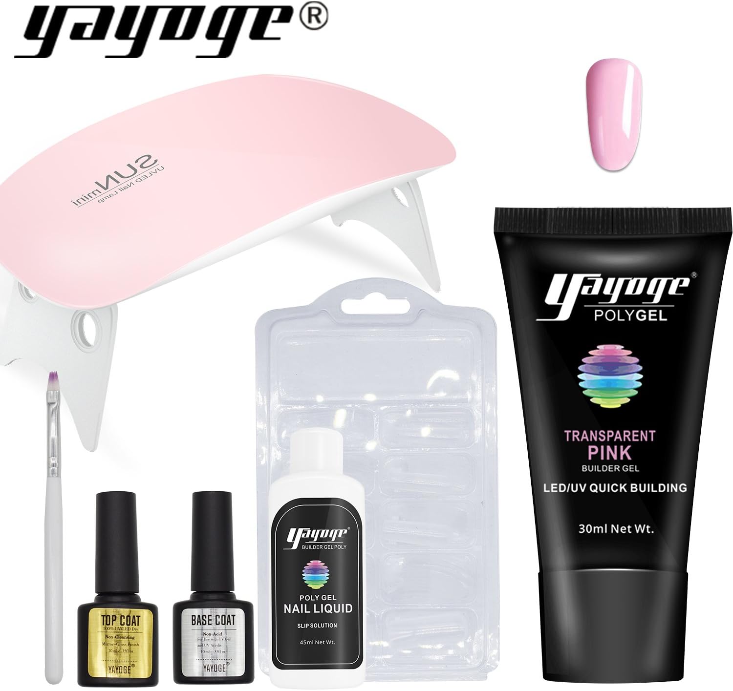 YAYOGE Gel Nail Polish Starter Kit with 6W LED lamp Base Coat Top Coat, Home Gel Manicure Tools Popular Nail Art Designs