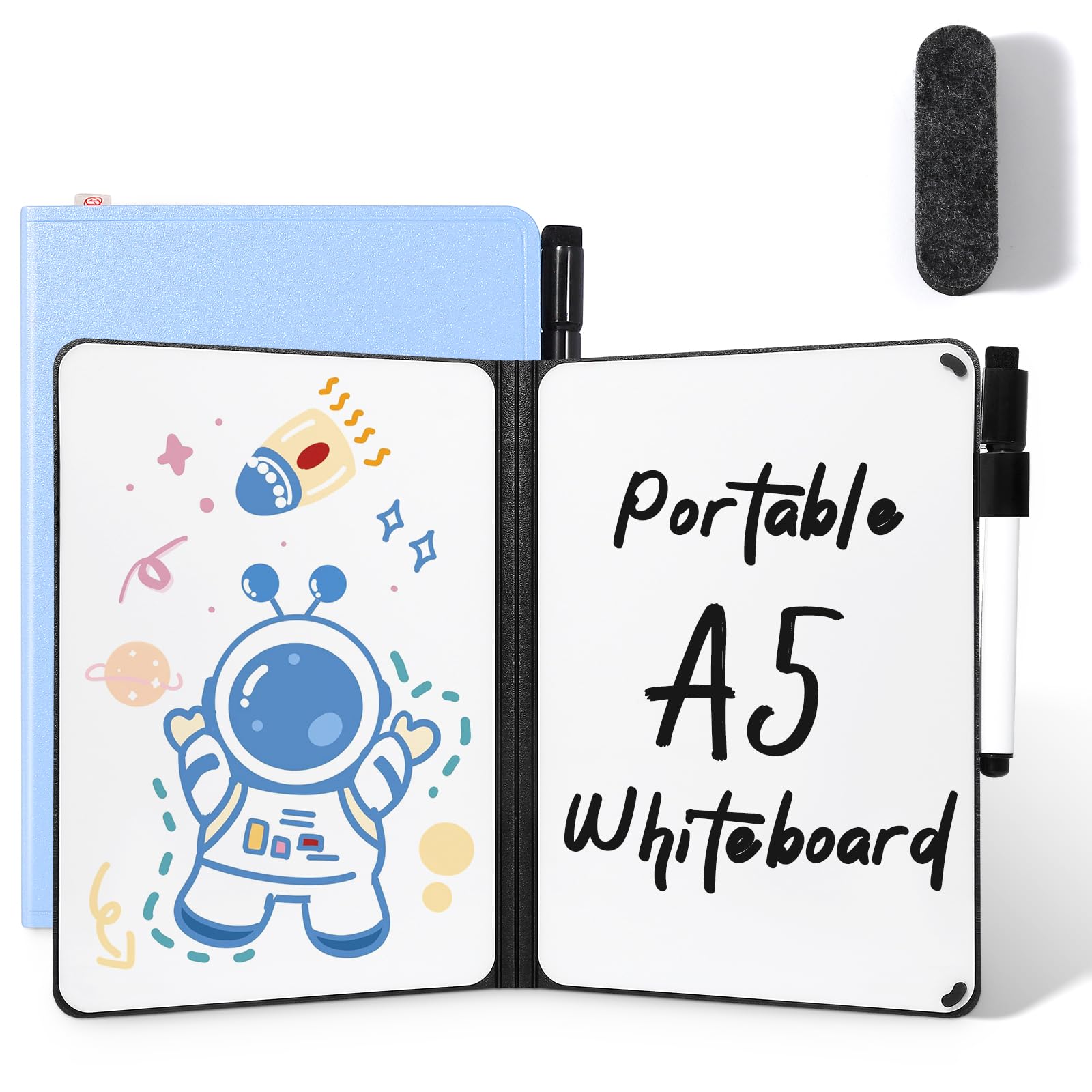 AGM A5 Mini Whiteboard, Double Sided Portable Dry Erase Board with Pen, for Study, Meeting,Doodling-Blue