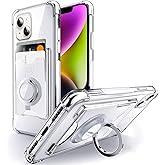 Shields Up Designed for iPhone 14 Plus Case, Minimalist Wallet Case with Card Holder (3 Cards) and Ring Kickstand/Stand, [Drop Protection] Slim Protective Cover for iPhone 14 Plus (6.7 inch) - Clear