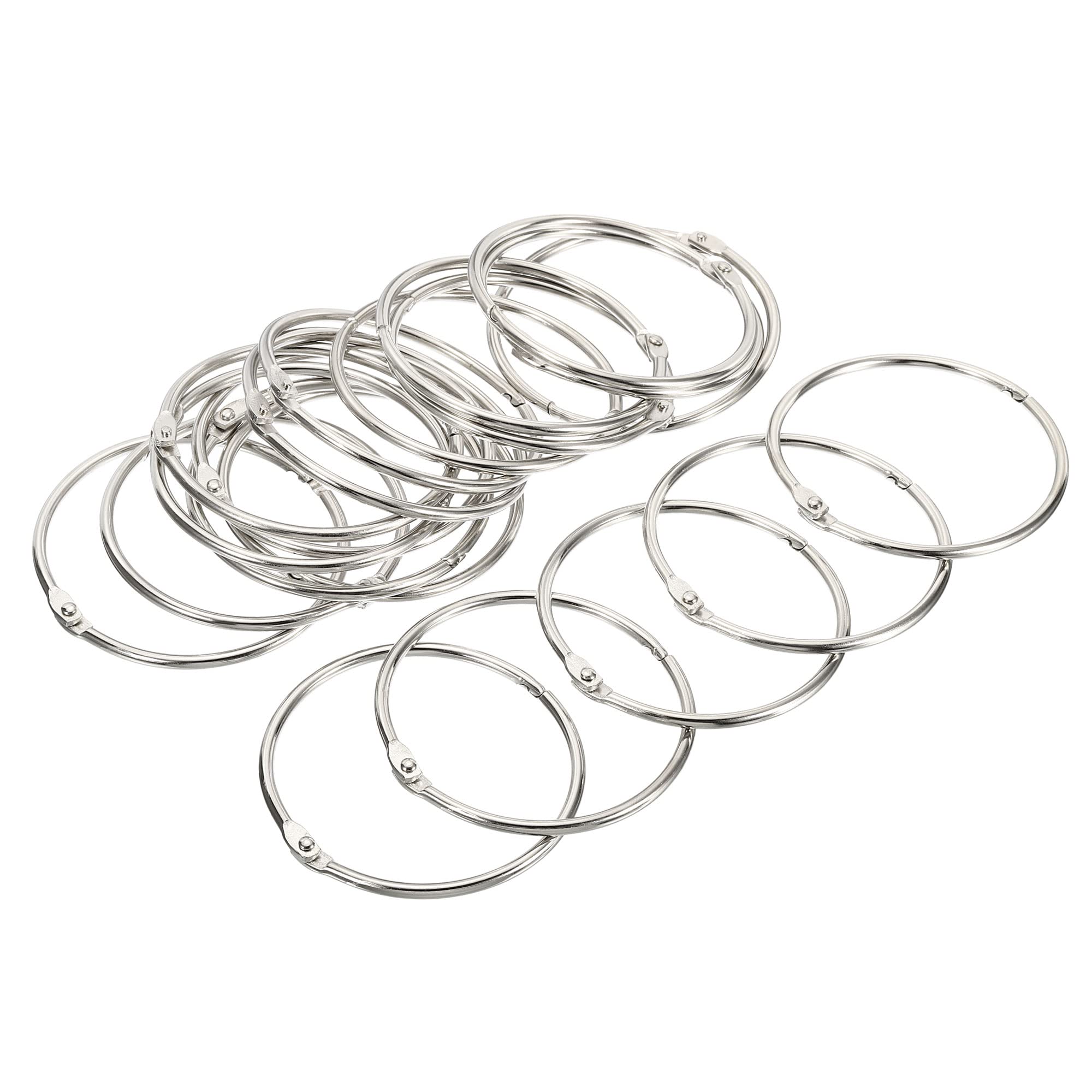 PATIKIL 3.5" Dia Binder Rings, 20 Pack Detachable Metal Book Loose Leaf Rings for Index Cards Scrapbooks Word Cards, Silver Tone