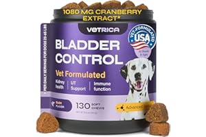 VETRICA Dog UTI Treatment - 1080 mg Cranberry Extract - 130 Treats Cranberry Supplement for Dogs - Chews for Bladder Control, Urinary Tract, Kidney Health - With D-Mannose, Nettle - Formulated for Senior Dogs