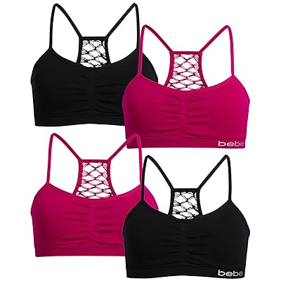 Buy Bebe Girls Seamless Racerback Sports Bra With Removable Pads 4 Pack Buttercup Almond Small Online In Indonesia Bhsl9