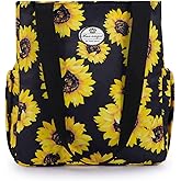 HUA ANGEL Floral Tote Bag - Casual Shoulder Bag Daily Tote Bag with Zipper Gym Travel Shopping Work Handbag for Women