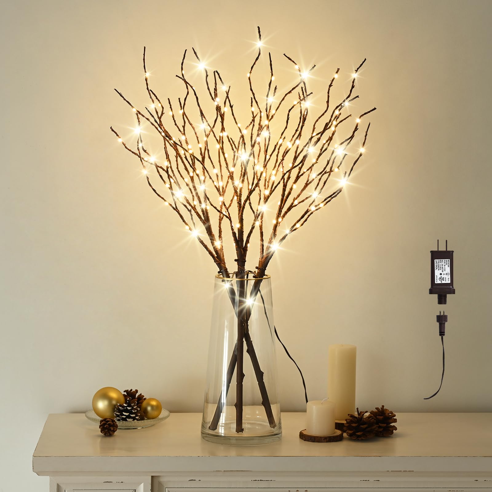 Photo 1 of Waipfaru Christmas Decor, Lighted Branches for Vases, 2Pcs Branch Lights, 32IN Light Up Branches for Vase, Prelit Twigs Tree Branches, Christmas Decorations Indoor for Home Centerpiece Table, Brown