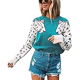 Mansy Women's Casual Long Sleeve Crew Neck Cute Animal Leopard Print Knitted Pullover Sweater Tops