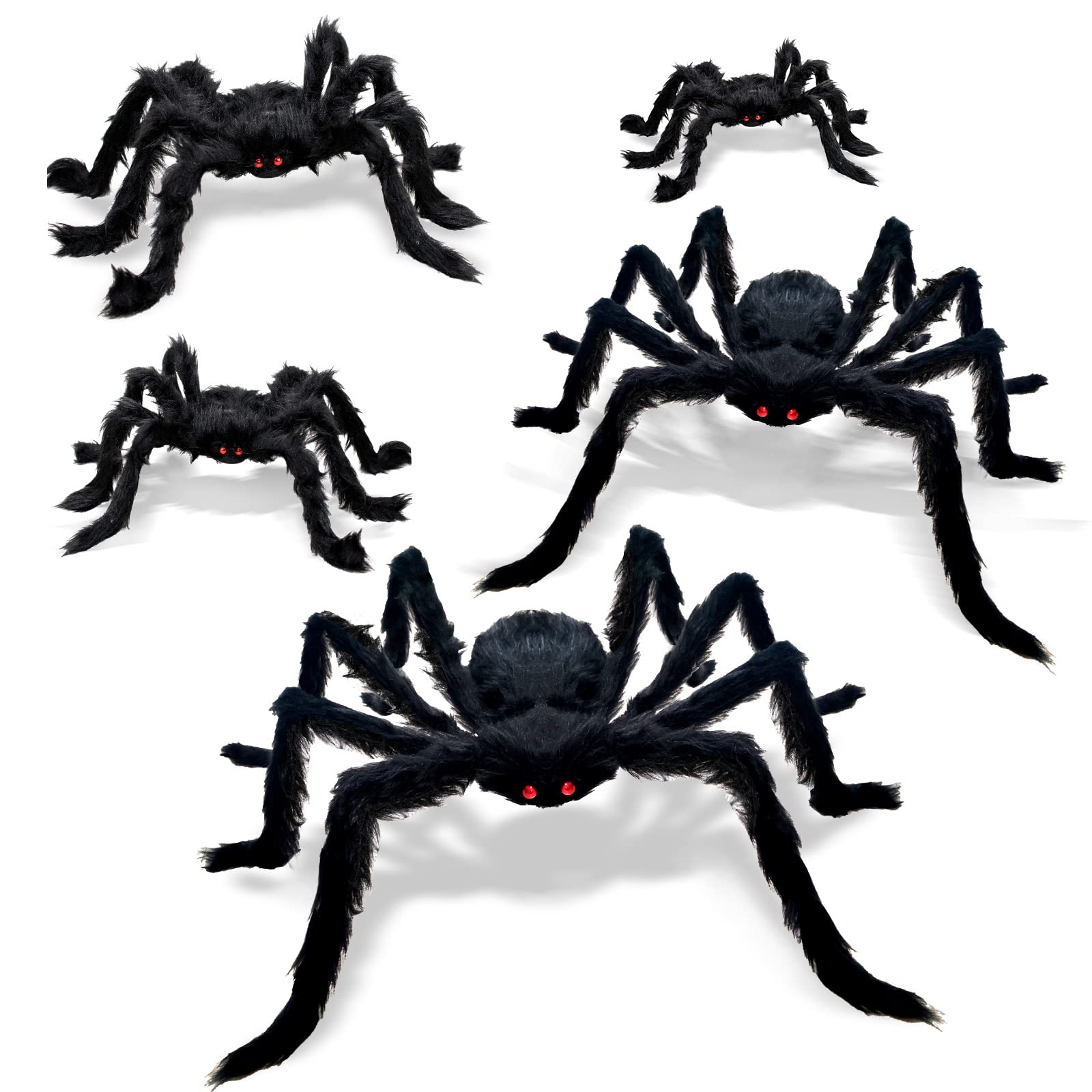Photo 1 of 5 Pcs Halloween Spiders Decorations, Realistic Spiders Halloween Decor Indoor Outdoor