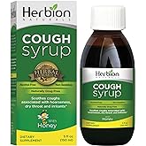 HERBION Naturals Cough Syrup with Honey, Relieves Cough &amp; Soothes Sore Throat, Optimizes Immune, Promotes Lung Function, for Adults &amp; Kids 13 Months+, 5 Fl Oz, Pack of 1