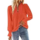 Falechay Boho Tops for Women V Neck Blouses Flowy Swiss Dot Dressy Casual Lace Womens Long Sleeve Shirts Trendy 2026