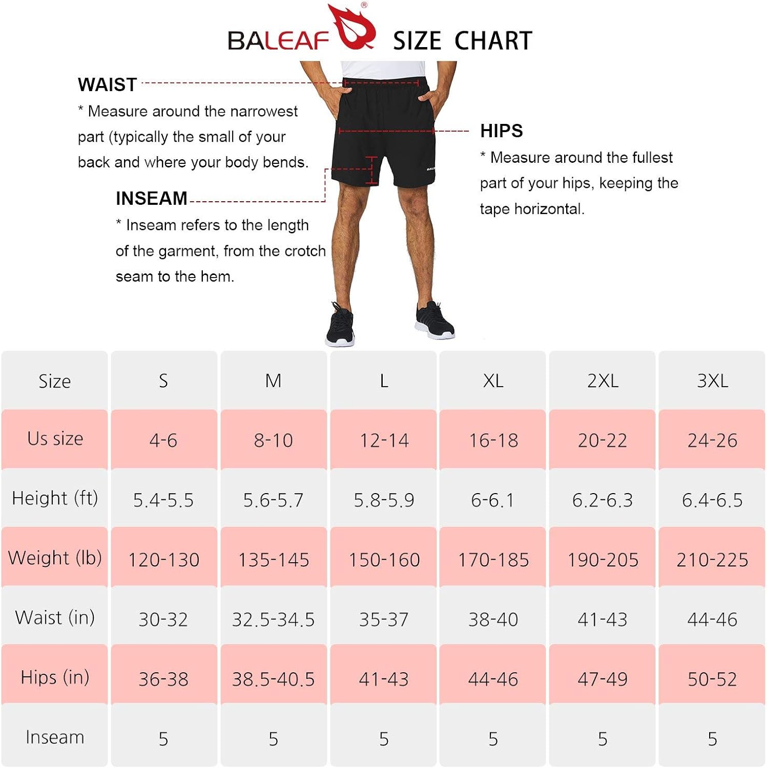 BALEAF Men's 5 Inches Running Athletic Shorts Zipper Pocket : Clothing
