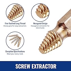 WORKPRO 6PCS Stripped Screw Extractor Set, Titanium