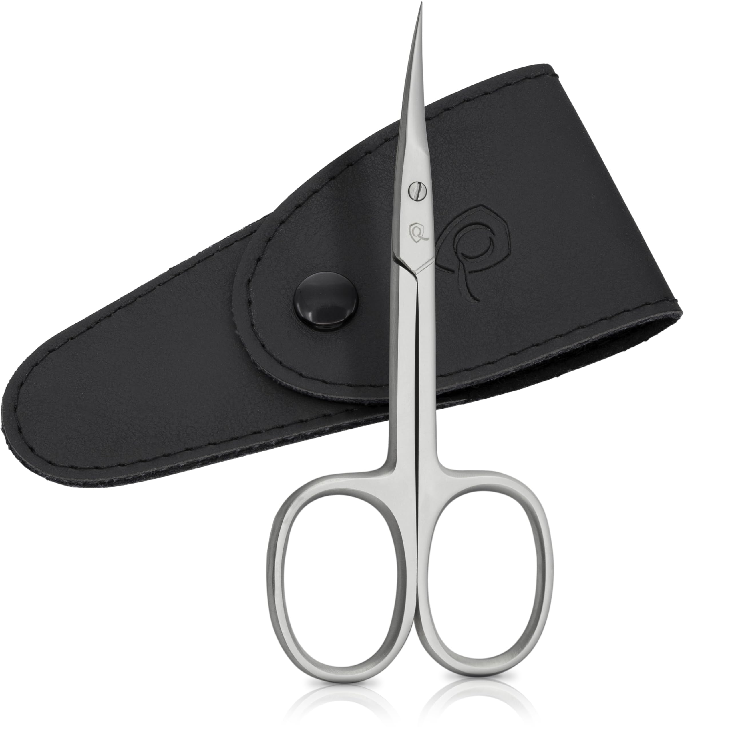 Nail Scissors for Women and Men - Curved Cuticel Scissor - Extra Fine and Sharp - in a Handy Case, Ideal for Travelling, as a Gift, or for Home Use, Matt