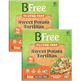 BFree Gluten Free Sweet Potato Tortilla Wraps (2 Pack, 6 Count, 8.89 oz) | High fiber &amp; protein, vegan, non-GMO, low fat, wheat, dairy, nut &amp; soy free; ideal for lunchboxes, road trips &amp; quick meals.