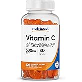 Nutricost Vitamin C Gummies (500mg) 120 Gummies, 30 Servings, Gluten-Free | Made with Natural Flavors &amp; 556% DV of Vitamin C, Vegan, GMO-Free
