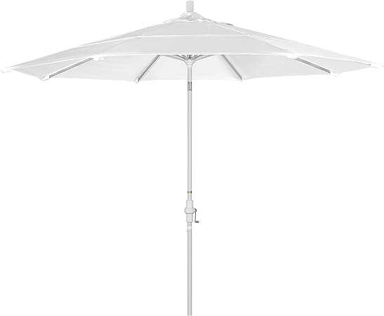 Amazon Com California Umbrella 11 Round Aluminum Market Umbrella Crank Lift Collar Tilt White Pole Sunbrella Natural Patio Umbrellas Garden Outdoor