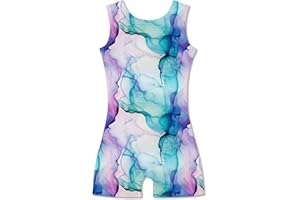 Idgreatim Little Girls Gymnastics Leotard with Shorts 3D Graphic Sparkly Dance Biketard Unitards for Kids 2-10 Years