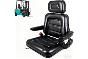 Noliven Forklift Seat with Adjustable Headrest, Tractor Chair with Retractable Safety Belt, Tractor Seat with Armrest, for Ex