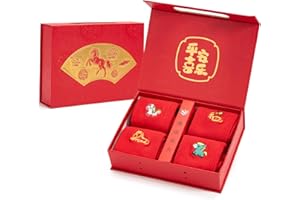 Chinese New Year Red Socks, 4 Pairs Red Socks Men Women, 2025 Year of the Horse Lucky Socks, Spring Festival Cotton Socks
