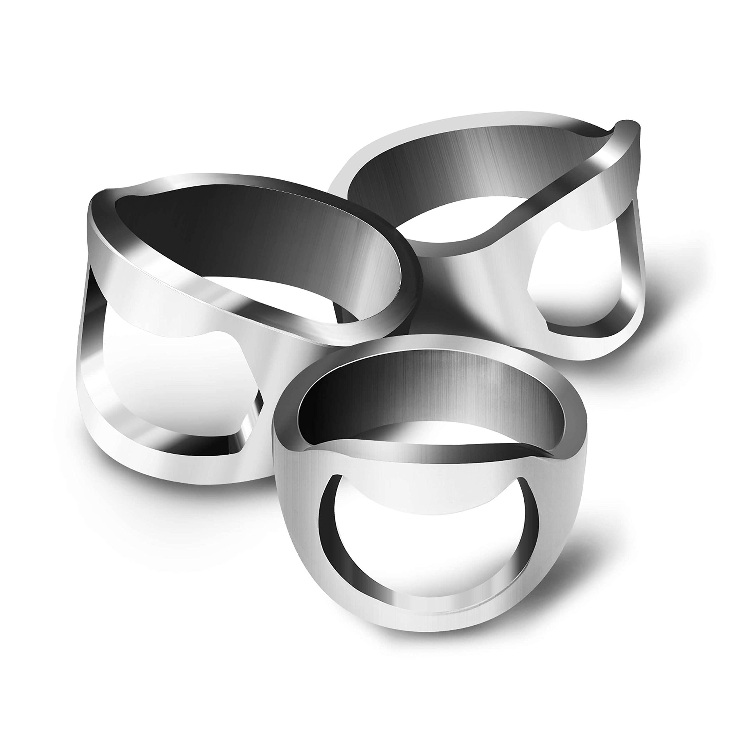 CZ Store Mini Bottle Opener Ring|3 Pcs 20, 22 et 24MM|✮✮Lifetime Guaranteed✮✮ Novelty Finger Tool for Removing Beverage Crown Seals & Caps - Stainless Steel Metal Material, Nickel Finish