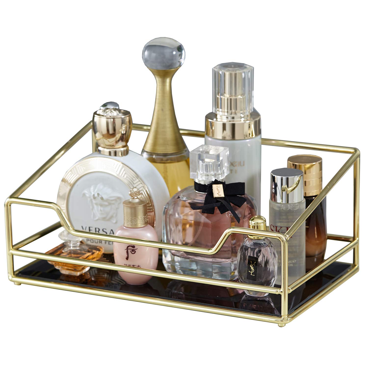 Hersoo Stackable Classic Vanity Tray Ornate Decorative Perfume Elegant Mirrorred Tray For Skincare Dresser Vintage Organizer For Bathroom Countertop Bathroom Accessories Organizer Buy Online In Isle Of Man At Isleofman Desertcart Com Productid