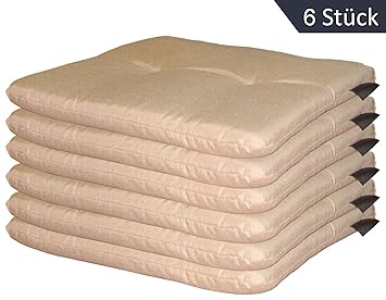 Famous Home GRASEKAMP Qualität seit 1972 6 Stück Sitzkissen Sitzpolster Auflage Sand