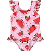 Tiny Cutey Toddler Girl Swimsuit Ruffled Stripe Sleeveless Swimwear One-Piece Baby Girl Bathing Suits