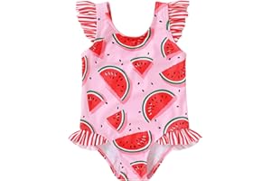 Tiny Cutey Toddler Girl Swimsuit Ruffled Stripe Sleeveless Swimwear One-Piece Baby Girl Bathing Suits
