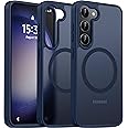 Oterkin Magnetic for Samsung Galaxy S23 Case Matte, S23 Phone Case Compatible with MagSafe Frosted Translucent Shockproof Anti-Scratch Slim Fit Case Military Grade Protection (Dark Blue)